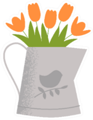 Illustration Of Tulip In Cute Retro Flat Cartoon Sticker