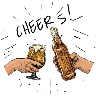 Illustration Of Two Hands Holding Cold Beer Cheers Sticker