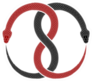Illustration Of Two Intertwined Snakes Eat Their Tails Sticker