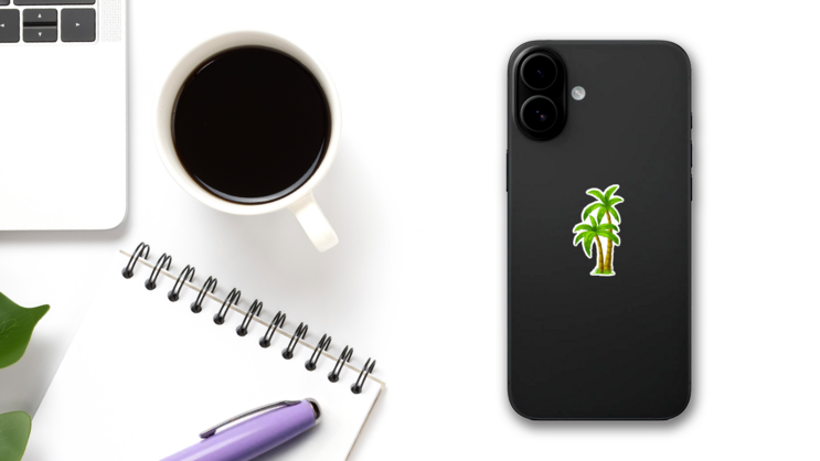 Illustration of Two Palm Trees Sticker on a Phone (New) example