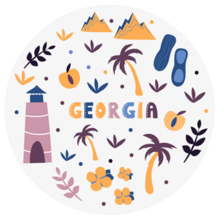 Illustration Of Usa Georgia State Symbols Sticker