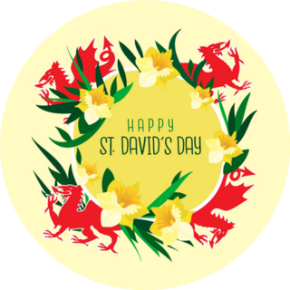 Illustration Of Welsh Dragons St Davids Day Wales UK Sticker