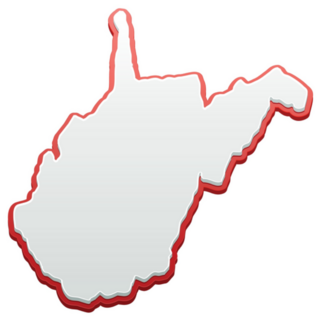 Illustration Of West Virginia Map Red Border Sticker