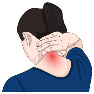 Illustration Of Woman With Neck Pain Sticker