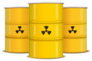 Illustration Of Yellow Metal Barrels With Nuclear Waste Sticker