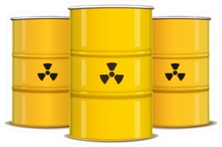 Illustration Of Yellow Metal Barrels With Nuclear Waste Sticker