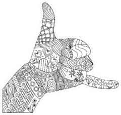 Illustration Of Zentangle Gesture Of Shaka Sticker