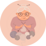 Illustration, Old Woman Knits On Knitting Needles Sticker