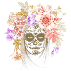 Illustration On White Background. Day Of The Dead. Vintage