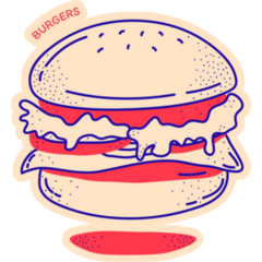 Illustration Outline Hamburger Sticker
