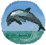Illustration Pixel Art With Jumping Dolphin Sticker