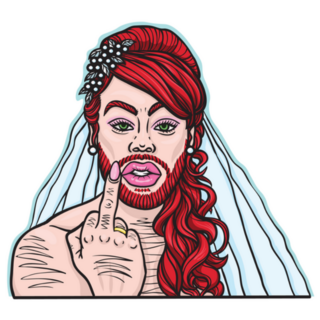 Illustration Red Haired And Bearded Middle Finger Sticker