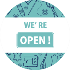 Illustration Reopening Of Tailors Shop Logo Sticker