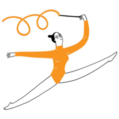 Illustration Ribbon Gymnastics Sticker