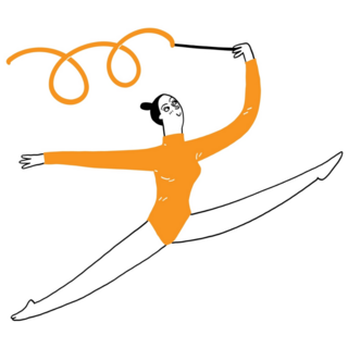 Illustration Ribbon Gymnastics Sticker