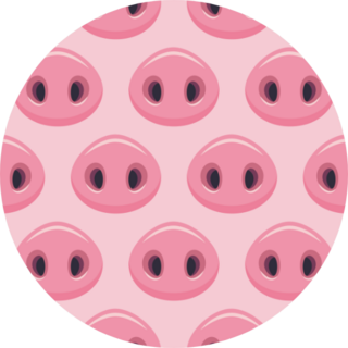 Illustration, Seamless Pattern With Cute Pigs Noses Sticker
