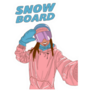 Illustration Selfie Of Girl And Snowboard Sticker