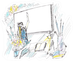 Illustration Sketch For Teachers Day Sticker