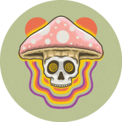 Illustration Skull Mushroom Hippie Sticker