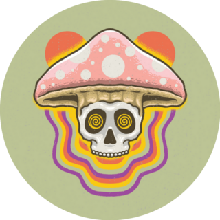Illustration Skull Mushroom Hippie Sticker