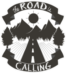 Illustration The Road Is Calling Running Sticker