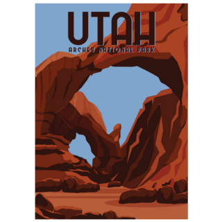 Illustration Travel To Arches National Park In Eastern Utah Sticker