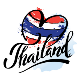 Illustration Travel To Thailand Heart Lettering Sticker
