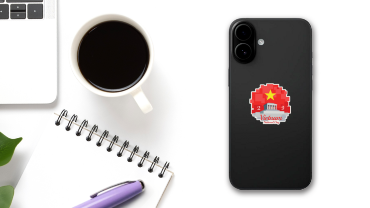 Illustration Vietnam National Day Sticker on a Phone (New) example