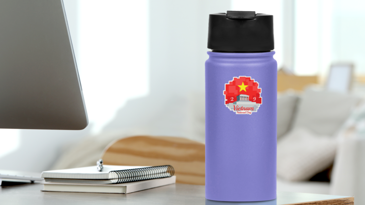 Illustration Vietnam National Day Sticker on a Water Bottle (New) example