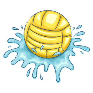 Illustration Water Polo Ball With Water Splashing Sticker