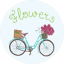 Illustration With Bike And Flowers Lettering Florist Sticker