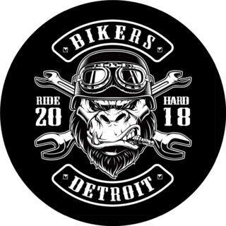 Illustration With Gorilla Biker Sticker