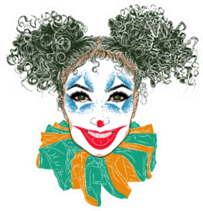 Illustration With Joker Girl With Green Curly Hair Sticker