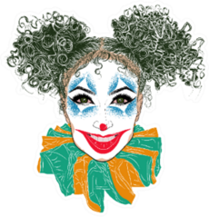 Illustration With Joker Girl With Green Curly Hair Sticker