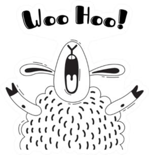 Illustration With Joyful Sheep Who Shouts Sticker