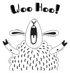 Illustration With Joyful Sheep Who Shouts Sticker