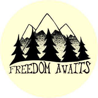 Illustration With Pine Trees Freedom Awaits Sticker