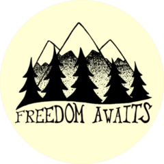 Illustration With Pine Trees Freedom Awaits Sticker