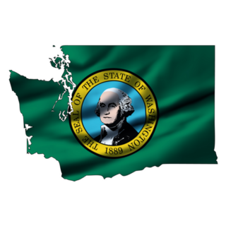 Illustration With Waving Flag Inside Map Washington Sticker