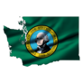 Illustration With Waving Flag Inside Map Washington Sticker