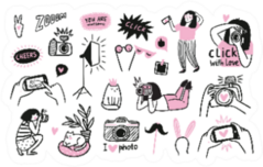 Illustrations Of Photography Concepts Cartoon Style Sticker