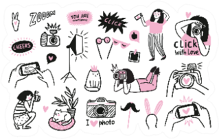 Illustrations Of Photography Concepts Cartoon Style Sticker