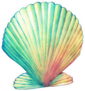 Illustrations Of Sea Shell In Rainbow Paint Sticker