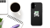 I’m Just Here For The Ghouls Illustration Sticker on a Phone (New) example