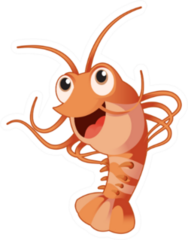 Image Of A Cartoon Funny Shrimp Sticker