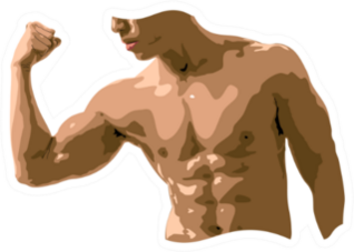 Image Of A Male Torso Flexing Biceps Sticker