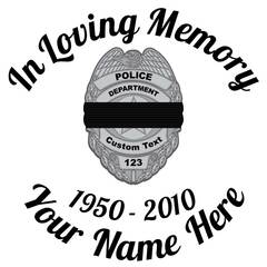 In Loving Memory Silver Police Badge with Black Band Sticker