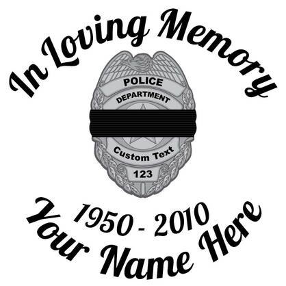 In Loving Memory Silver Police Badge with Black Band Sticker