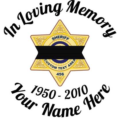In Loving Memory Sticker with Black Band on Sheriff Badge