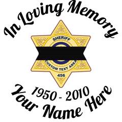 In Loving Memory Sticker with Black Band on Sheriff Badge